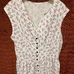 White & Pink Floral Cottage Core Dress